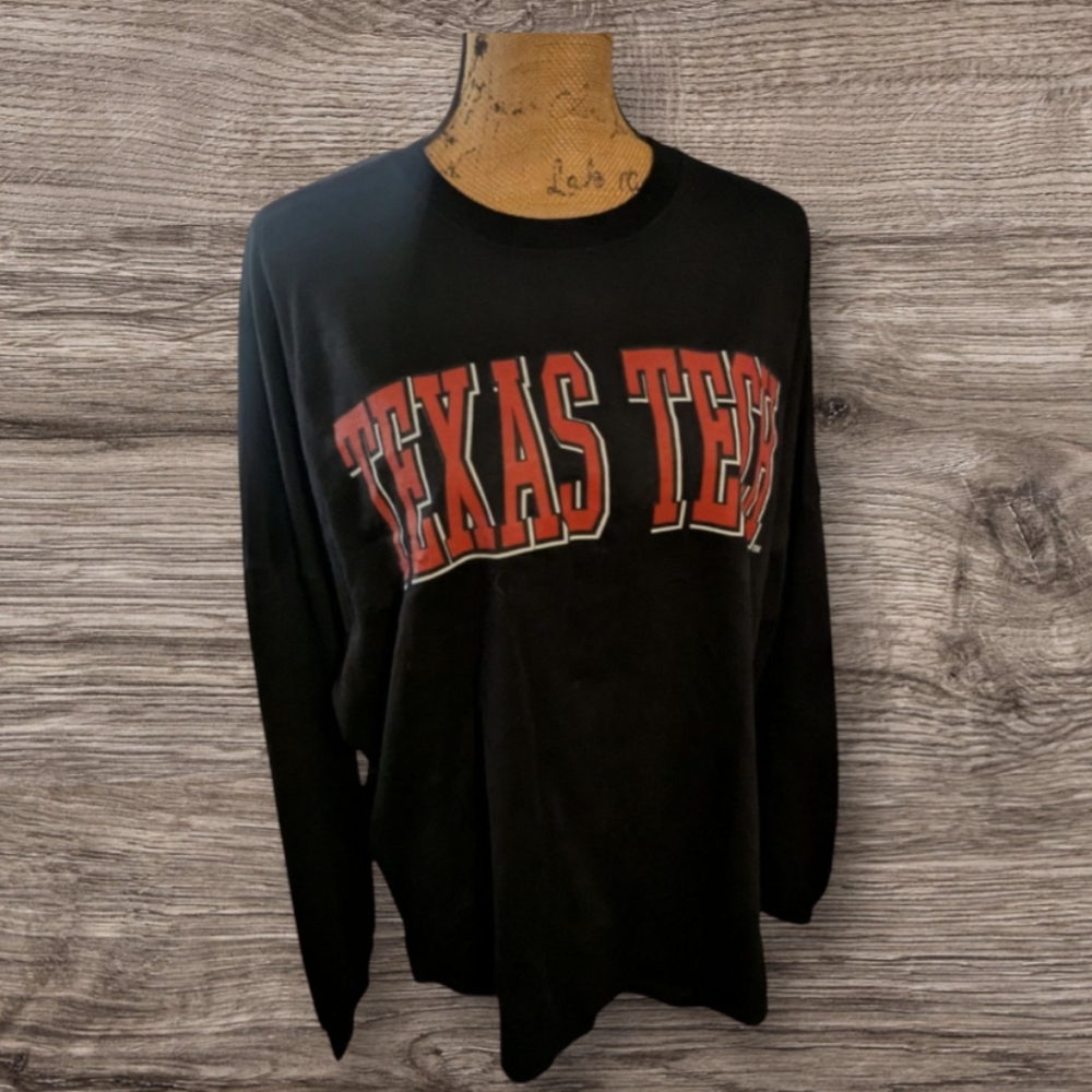 Texas Tech Black Long-Sleeve Crewneck Top